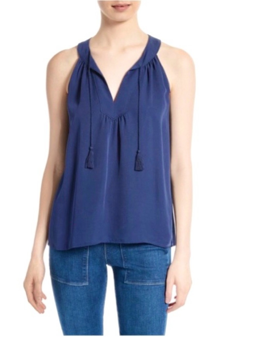 NWT Joie - Kadeem silk top - dark navy sz M